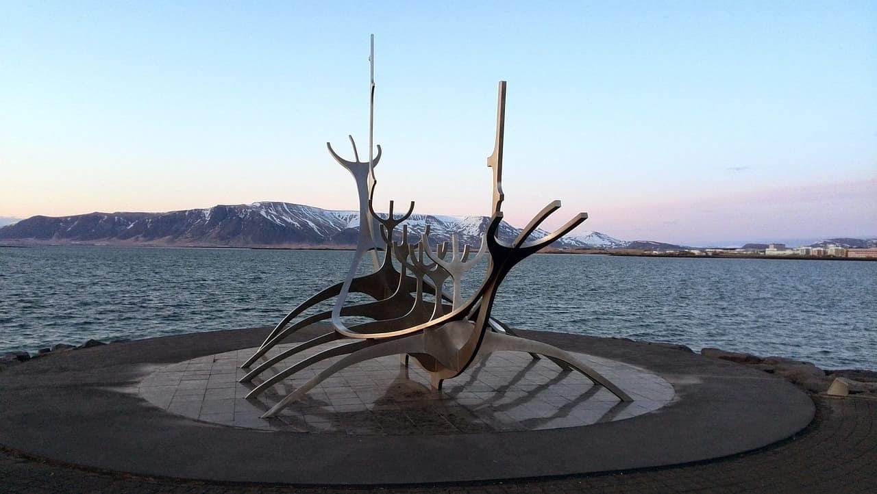 The Sun Voyager sculpture on the Reykjavik seafront