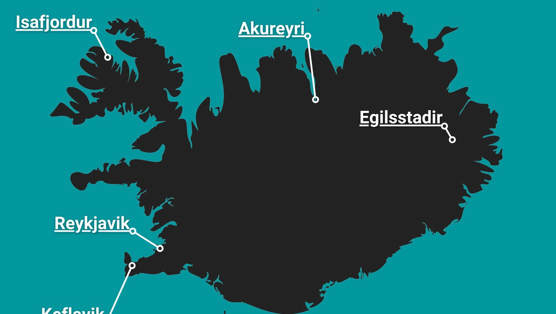 Map of Iceland with the main attractions marked