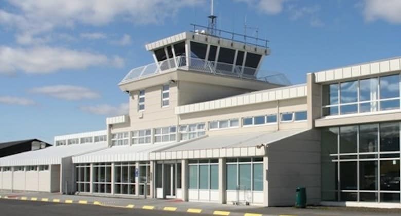 Egilsstadir airport and the Lagarfljot river in East Iceland