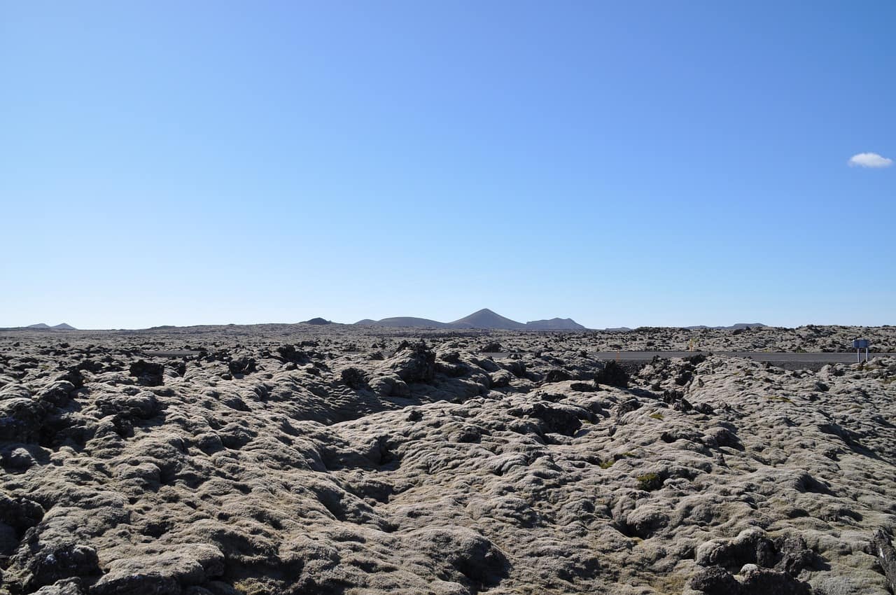 Volcanic landscape of the Reykjanes peninsula near Grindavik