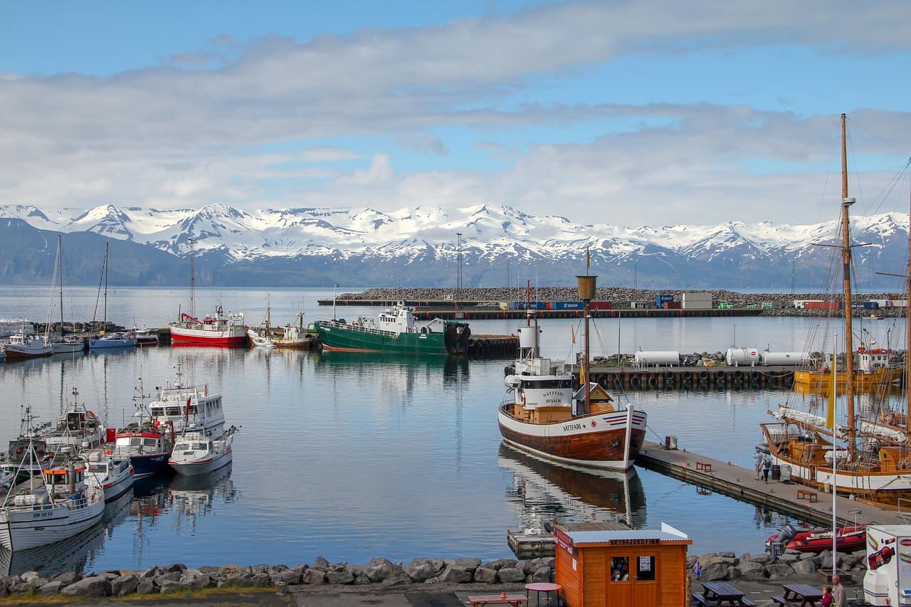 Husavik harbour, the whale watching capital of Iceland