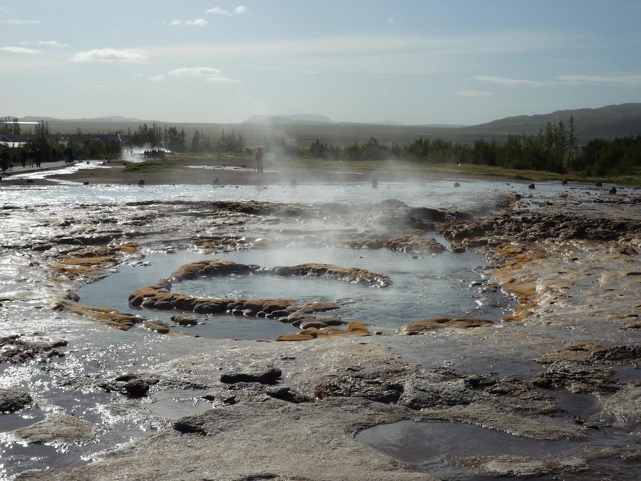 Strokkur geyser erupting on the Golden Circle in Iceland