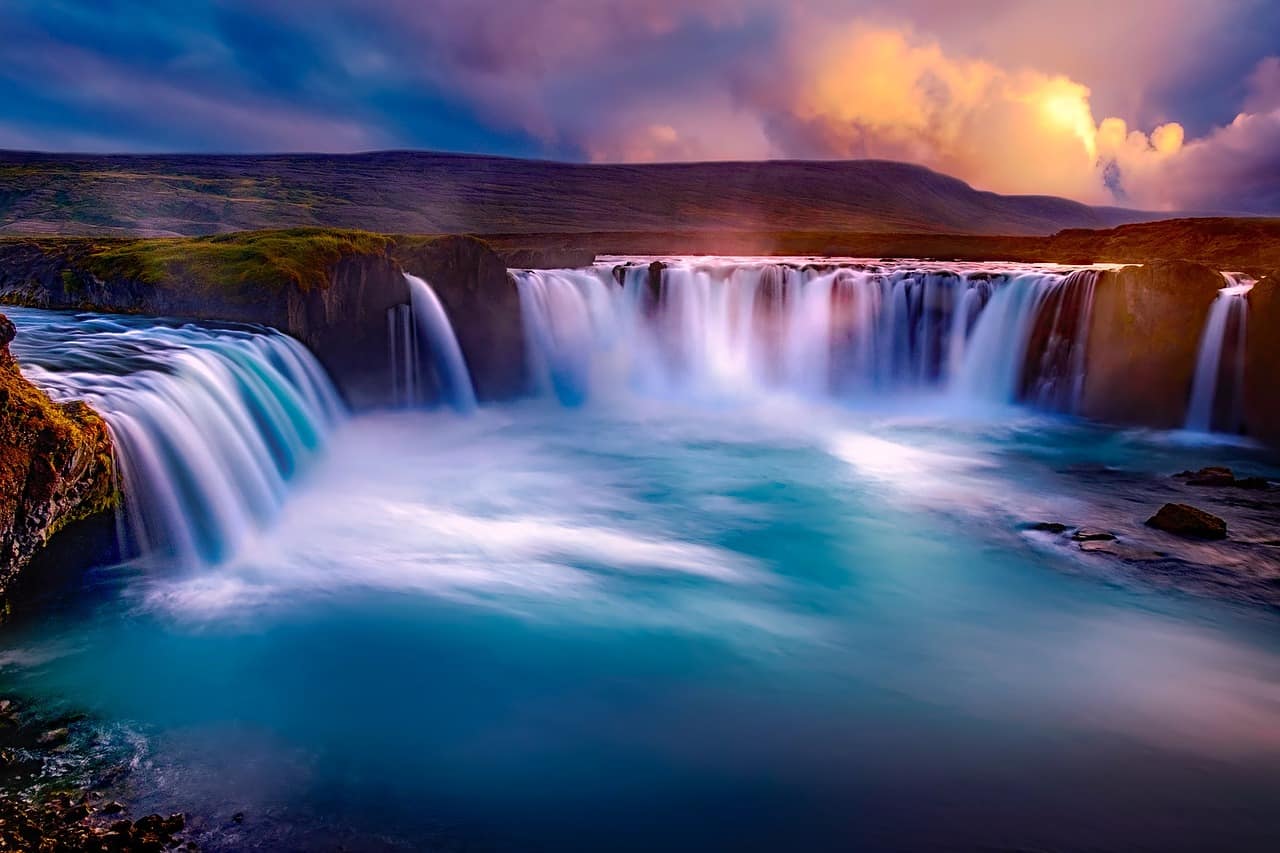 Godafoss, the waterfall of the gods, in North Iceland