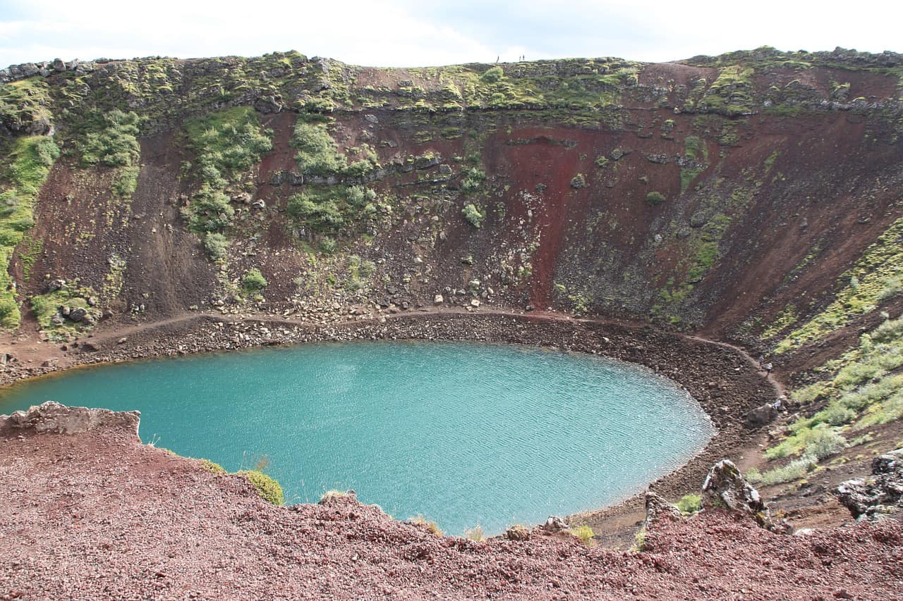 Kerid crater lake near Selfoss in South Iceland