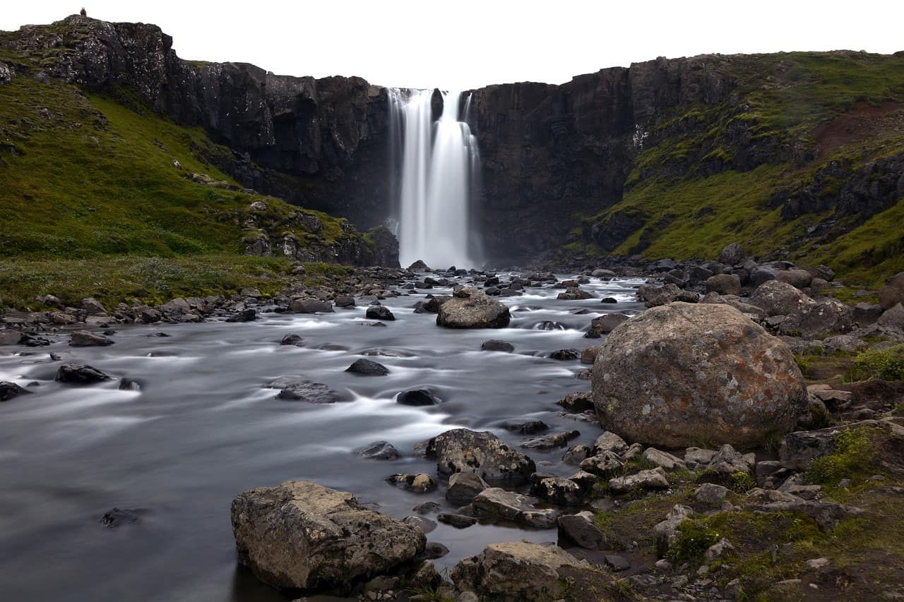 Gufufoss waterfall above Seydisfjordur in East Iceland