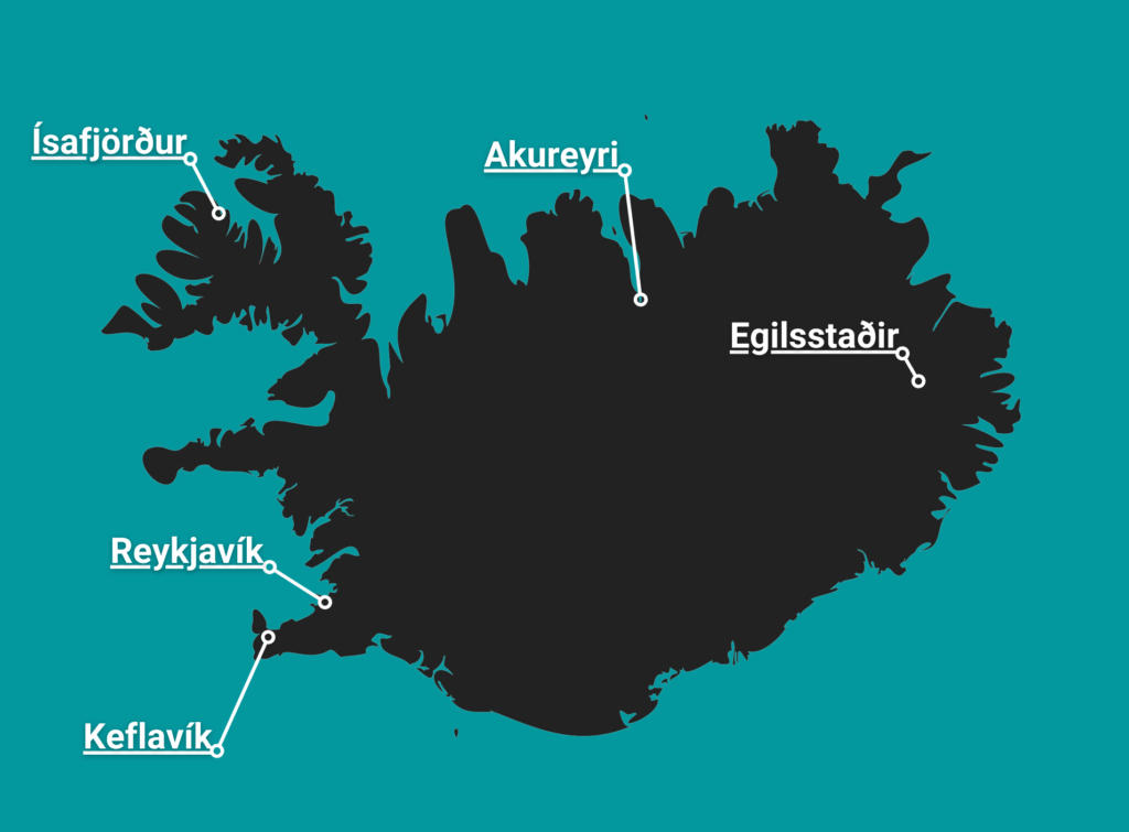 Iceland Map - With Towns